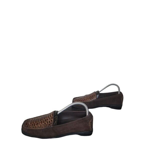 Stuart Weitzman Loafers Women Sz 8M Brown Leather Designer Animal Print Workwear - Picture 3 of 6